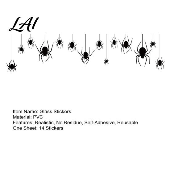 Glass Decorations Halloween Spider Static Window Cling Black Silhouette Wall Sticker No Residue Self-Adhesive Decoration Spooky Decal Decor