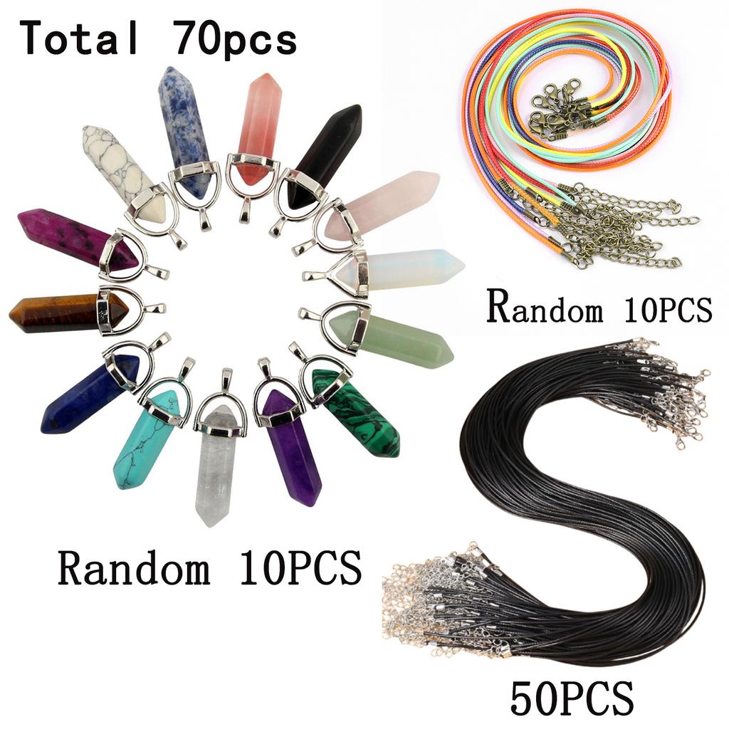 Mutilcolor 10pcs Bullet Shape Healing Pointed Chakra Pendants Sugilite Quartz Stone Charm Randow Color for Necklace Making