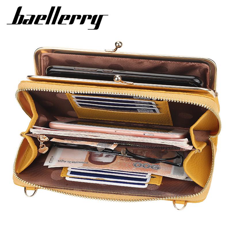 Damen Baellerry Geldbörse - Koreanischer Stil Litschi-Muster, Große Kapazität Umhängetasche, Modische Handytasche mit Reißverschluss