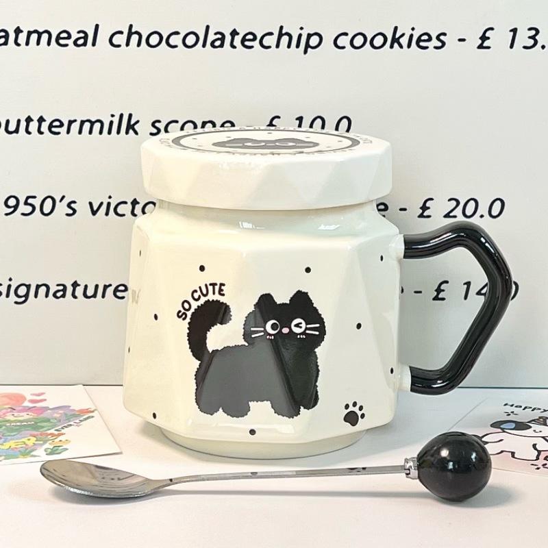 

Birthday gift ins Cream Wind Cat Ceramic Mug Girl Heart Coffee Milk Mug Souvenir Gift Box 401-500ml