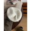 Béret Tricoté Mohair pour Femmes Automne et Hiver Chapeau de Peintre en Peluche Polyvalent Grande Circonférence de Tête Montrant le Visage Petit Chapeau en Laine