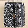 Women's Cotton-Silk Cartoon Pajama Pants, Summer Thin, Black & White Wide-Leg, Plus Size, Outdoor Beach Wear.