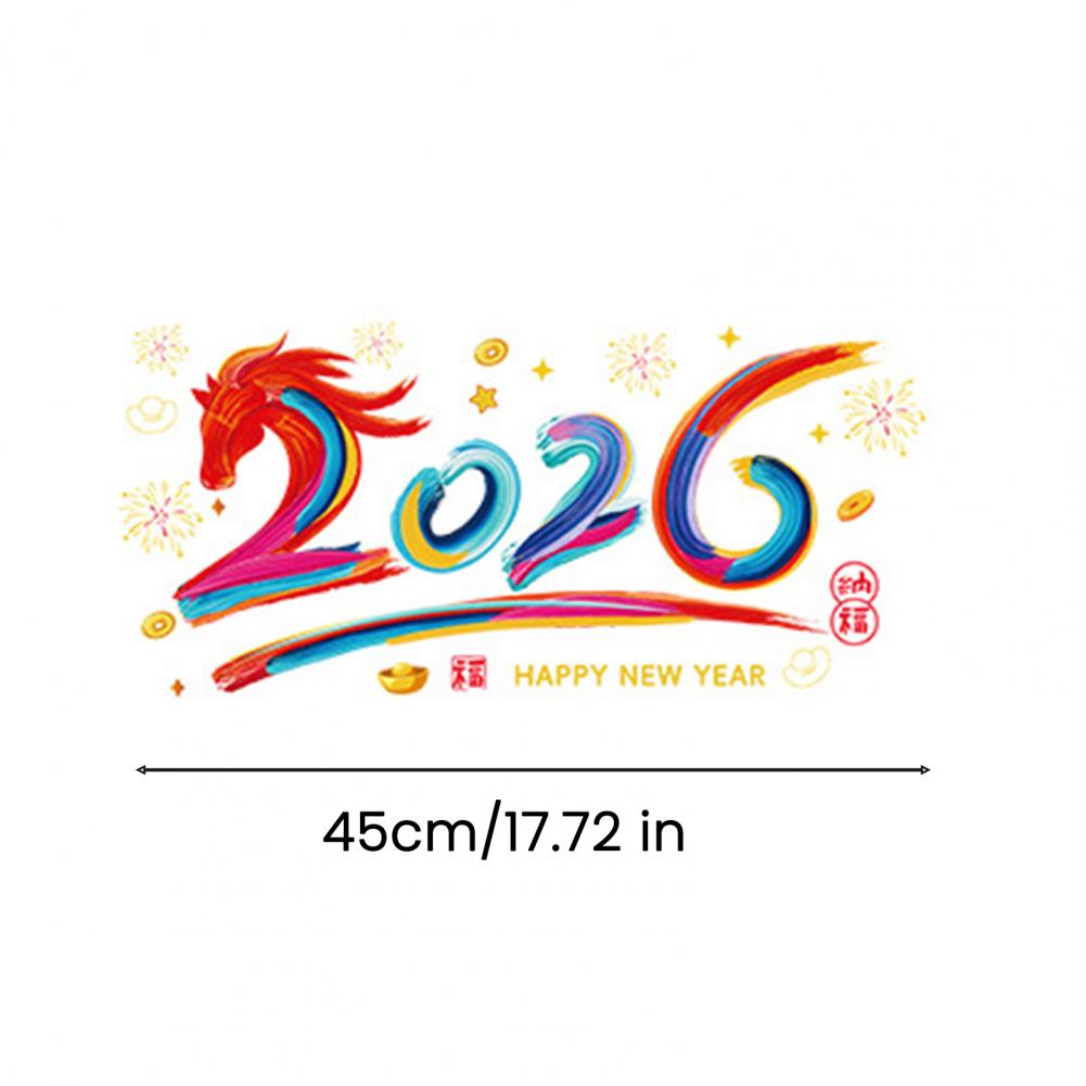 9 Pcs 2026 Year Of The Horse Dopamine Colored Window Flowers Electrostatic Window Stickers Spring Festival Decoration Stickers