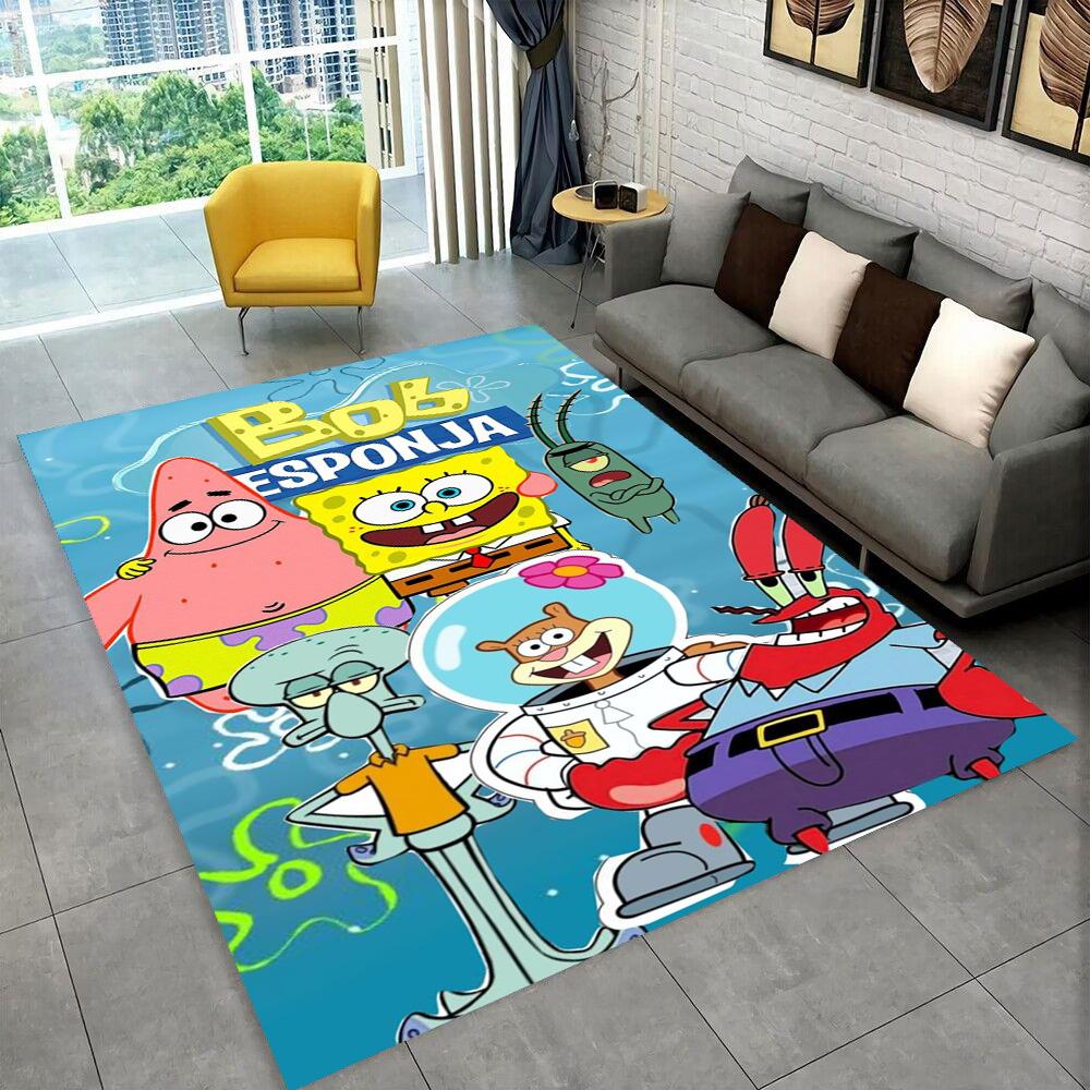 Dywanik Cartoonowy 3D Gąbka Bob Patrick Gwiazda do Pokoju Zabaw Sypialni Salonu Sofa Wystrój Domu, Dywanik dla Dzieci Antypoślizgowa Mata Podłogowa