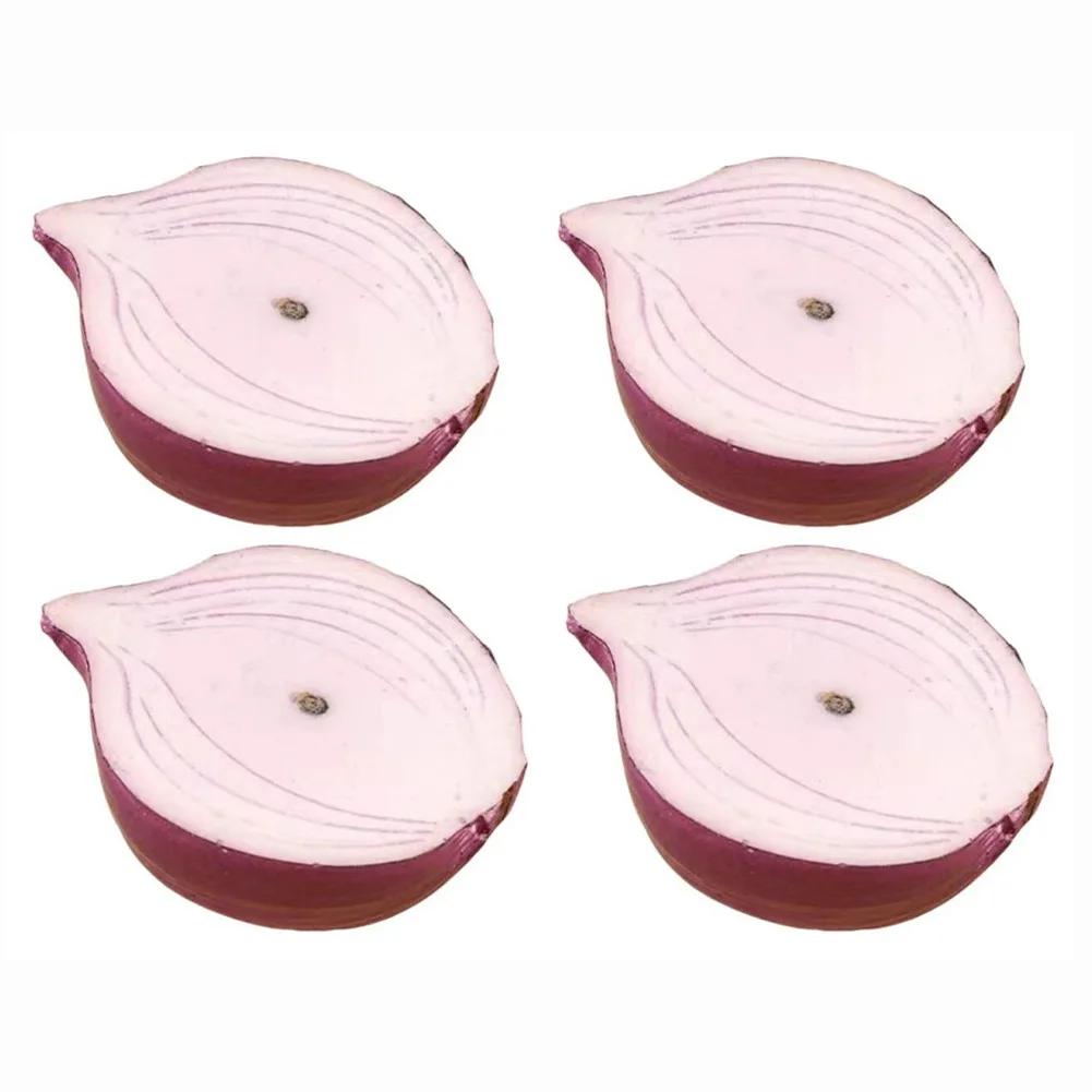 4 Pcs Simulated Vegetable Model Artificial Half Onion Lifelike Fake Food Models For Home  Garden Decor фиолетовый