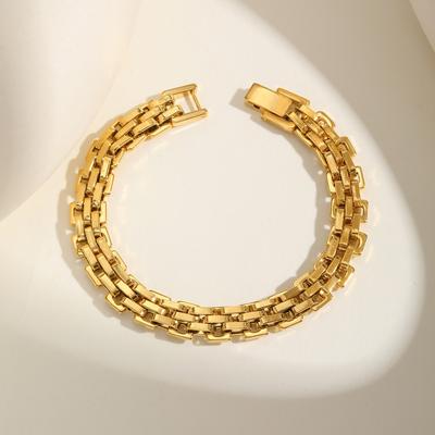 Stainless Steel Strap Bracelet 18K Gold Plated, Fashion Jewelry Br-1318