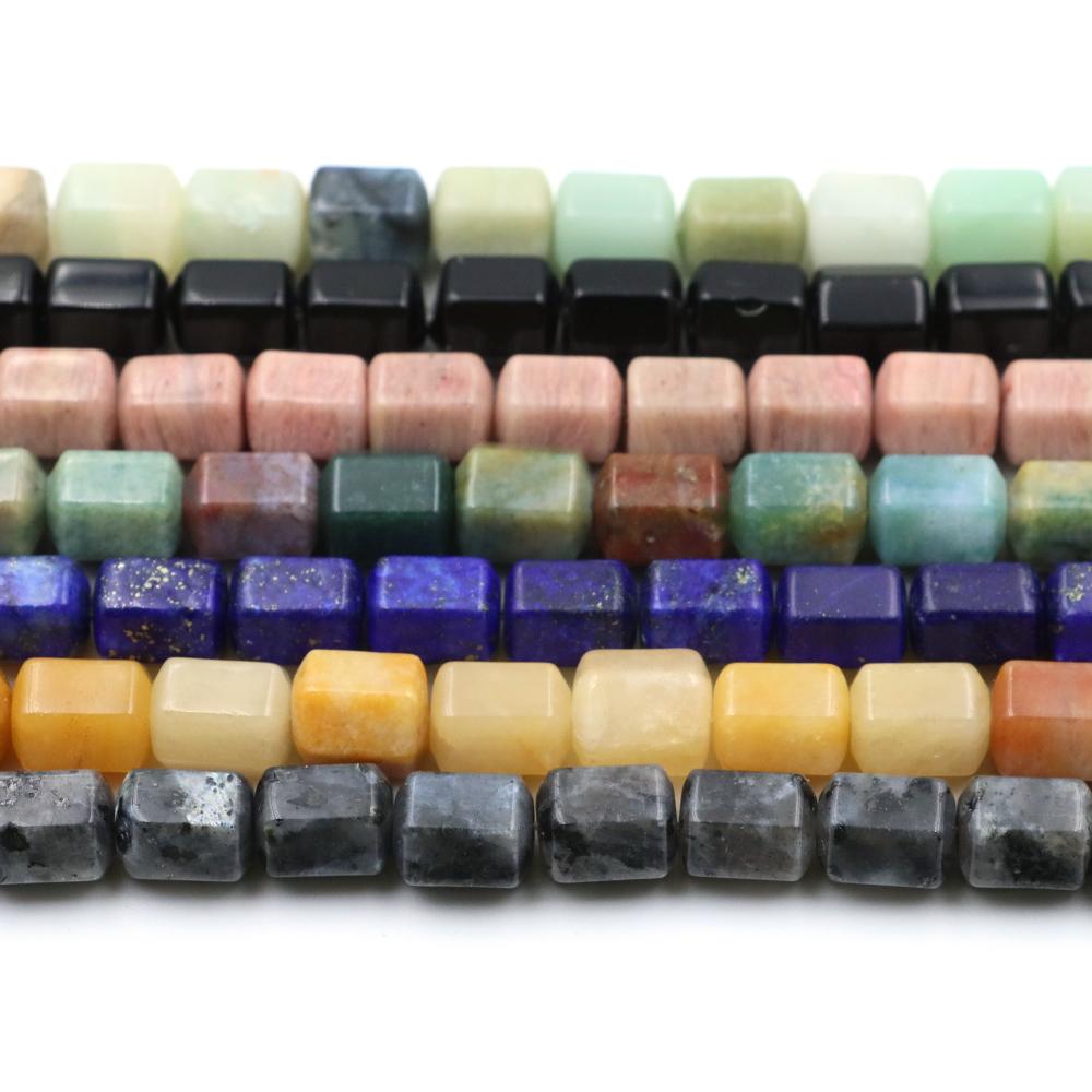 Faceted Natural Stone Square Rose Quartz Agates Loose Spacer Beads For Jewelry Diy Making Crystals Bracelet Pendant Accessories