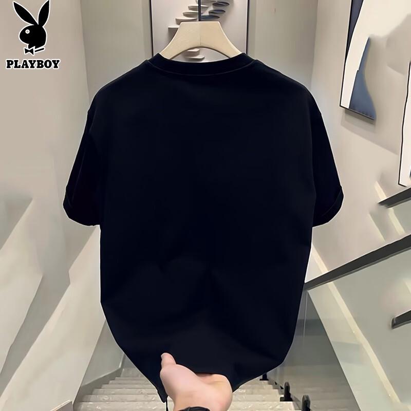PLAYBOY Herren Kurzarm-T-Shirt aus reiner Baumwolle