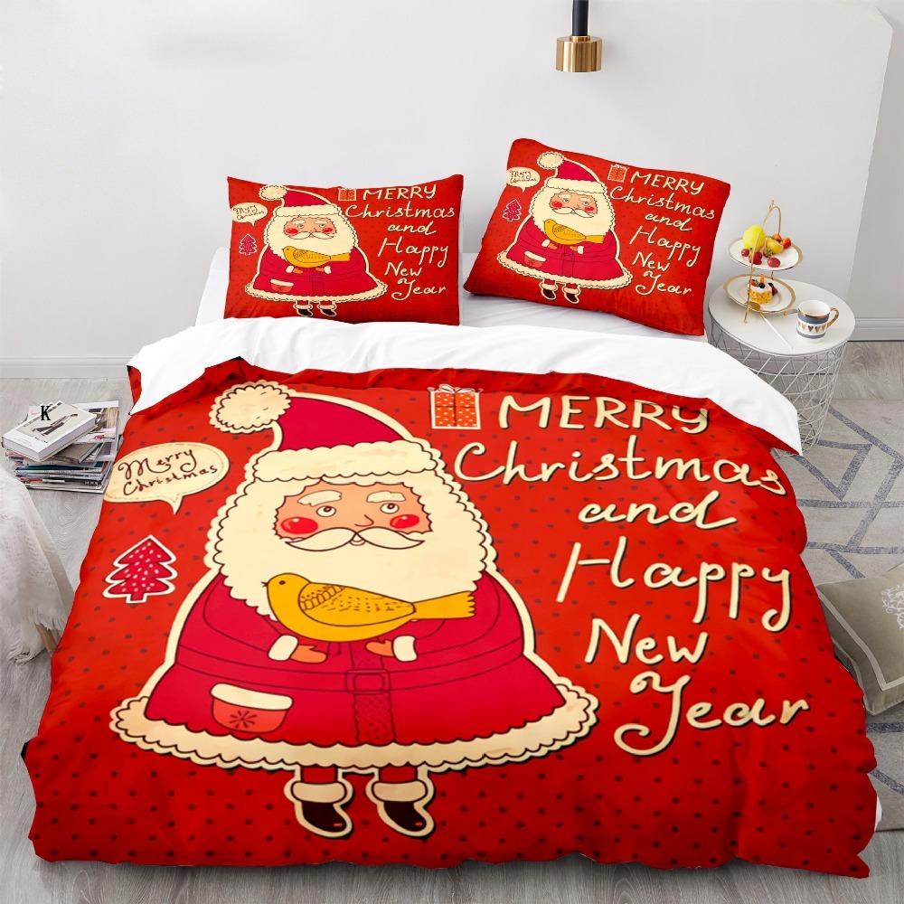 Christmas themed Santa Claus 2/3 piece bedroom set,Children'sGift Teenagers adulte Microfibre double bed Duvet Cover