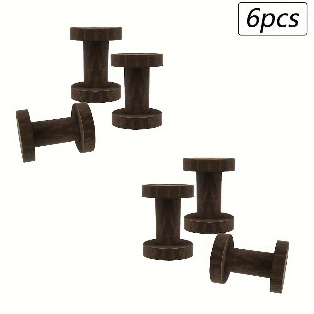 6-Piece Wooden Sewing & Embroidery Thread Spools Set, Coffee Brown, 2.32X1.73 Inches - Durable Craft Bobbins