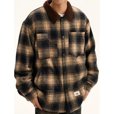 Autumn-Winter Unisex Lambswool Plaid Flannel Long Sleeve Shirt Jacket - Cool Japanese Loose Fit