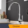 Kitchen Faucet Silver Single Handle Pull Out Design Single Hole Swivel 360 Degree Water Mixing Tap Mixer for Home Use