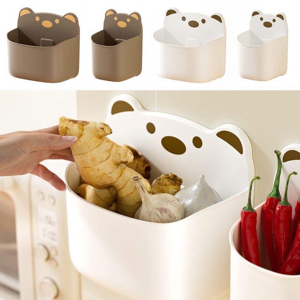 White Brown Wall Mounted Storage Box Self Adhesive Pen Holder Storage Shelf Home Decoration