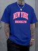 New York Brooklyn Retro Pink Letter Print Unisexs Crew Neck Short Sleeve Casual Basic Summer Daily Soft Comfort Fit Wear Tee Shirt