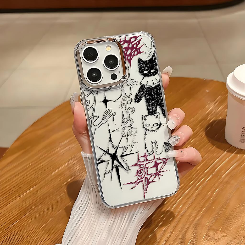 Black Cat Sketch Kitten Phone Case for Xiaomi Mi 15 14T 14 12T 11T 11 Poco M7 X7 X6 F5 F6 X5 GT Pro 4G 5G Transparent Soft Cover