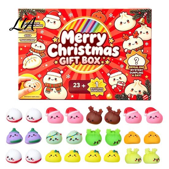 Mini Soft Toys for Party Favors 2026 Christmas Dumplings Advent Calendar with 24 Bun Squeeze Educational Fidget Tools Concentration Toys, Festive