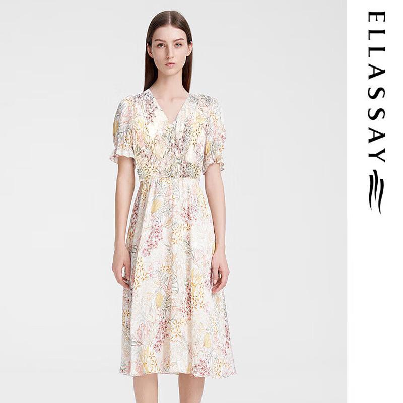 

ELLASSAY Women s Mulberry Silk V-Neck Midi Dress S