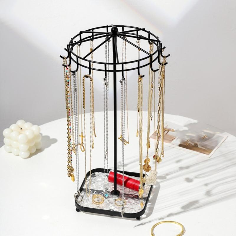 Rotating Jewelry Display Stand Detachable Acrylic Metal Organizers for Necklaces Bracelets Earrings 360 Degree Showcase
