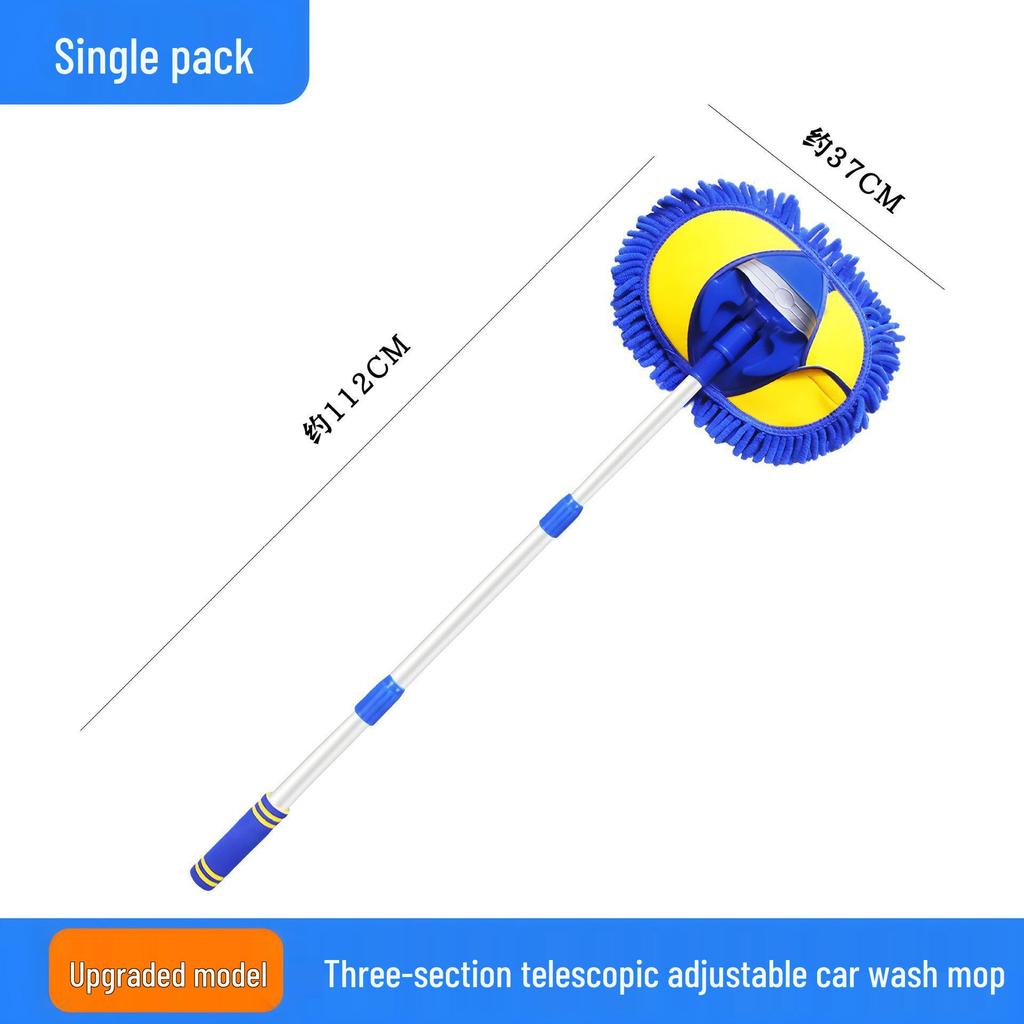 Telescopic Soft Bristle Car Wash Brush - Portable, Long Handle, Gentle On Cars