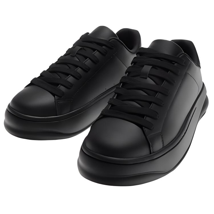 Zara Pu Round Toe Thick Sole Low Top Sneakers Men Sneakers Black 12255420800