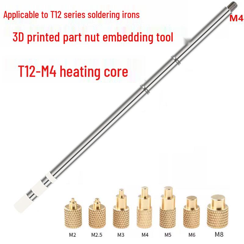 3D Printer Nut Embedding Tool: Universal 936 Soldering Iron Tip for M2-M8.