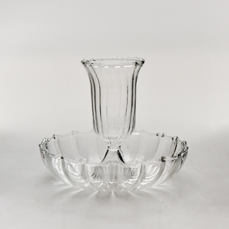 Multi-Color Glass-Style Candle Holder Creativity Romantic Desktop Candlestick Ornament for Home Living Room Room Decoration Gift