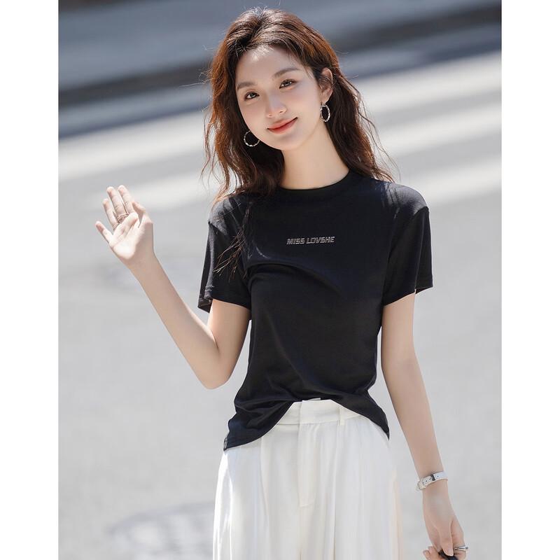 Demana Women's Breathable Lyocell Letter Print T-Shirt