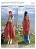 American Trendy Spicy Girl: Versatile Plaid Pleated Long Skirt + Strapless Plaid Umbrella Top