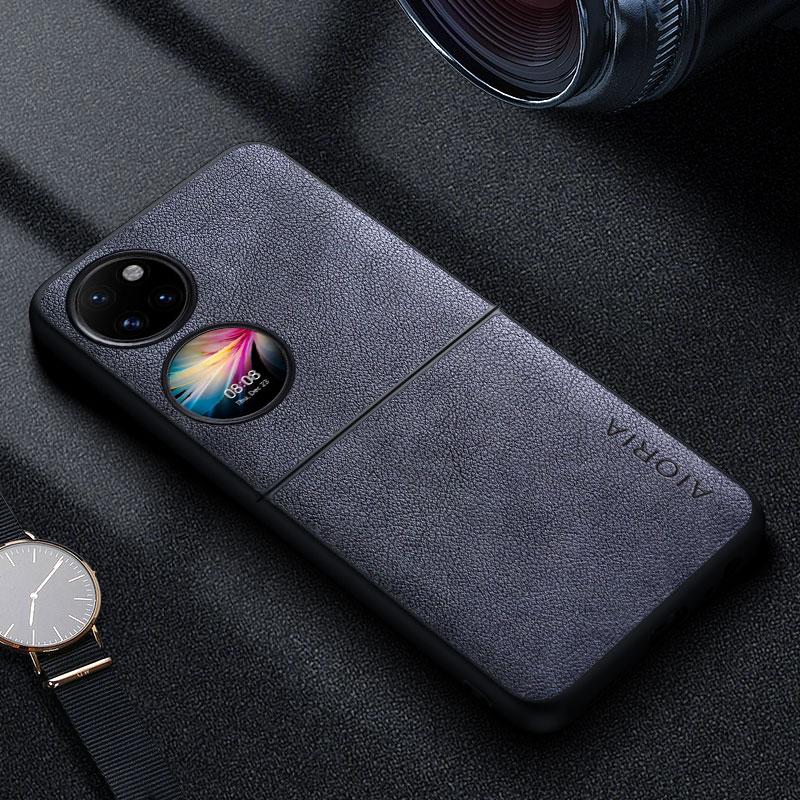 Premium Luxus Leder Handyhülle für Huawei P60 P50 Pocket 5G Retro Business Stil Einfarbige funda capa Hülle