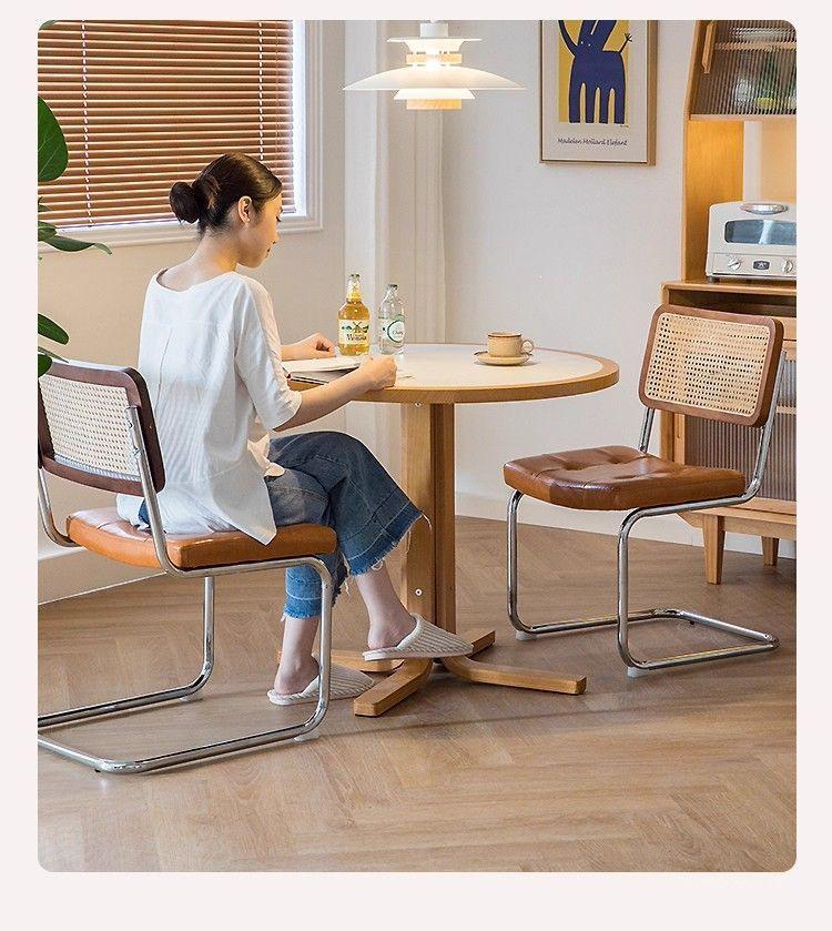 Used Light Luxury Rattan-Style Dining Chair – Stylish, Ergonomic Back Support for Home, Office, or Balcony.