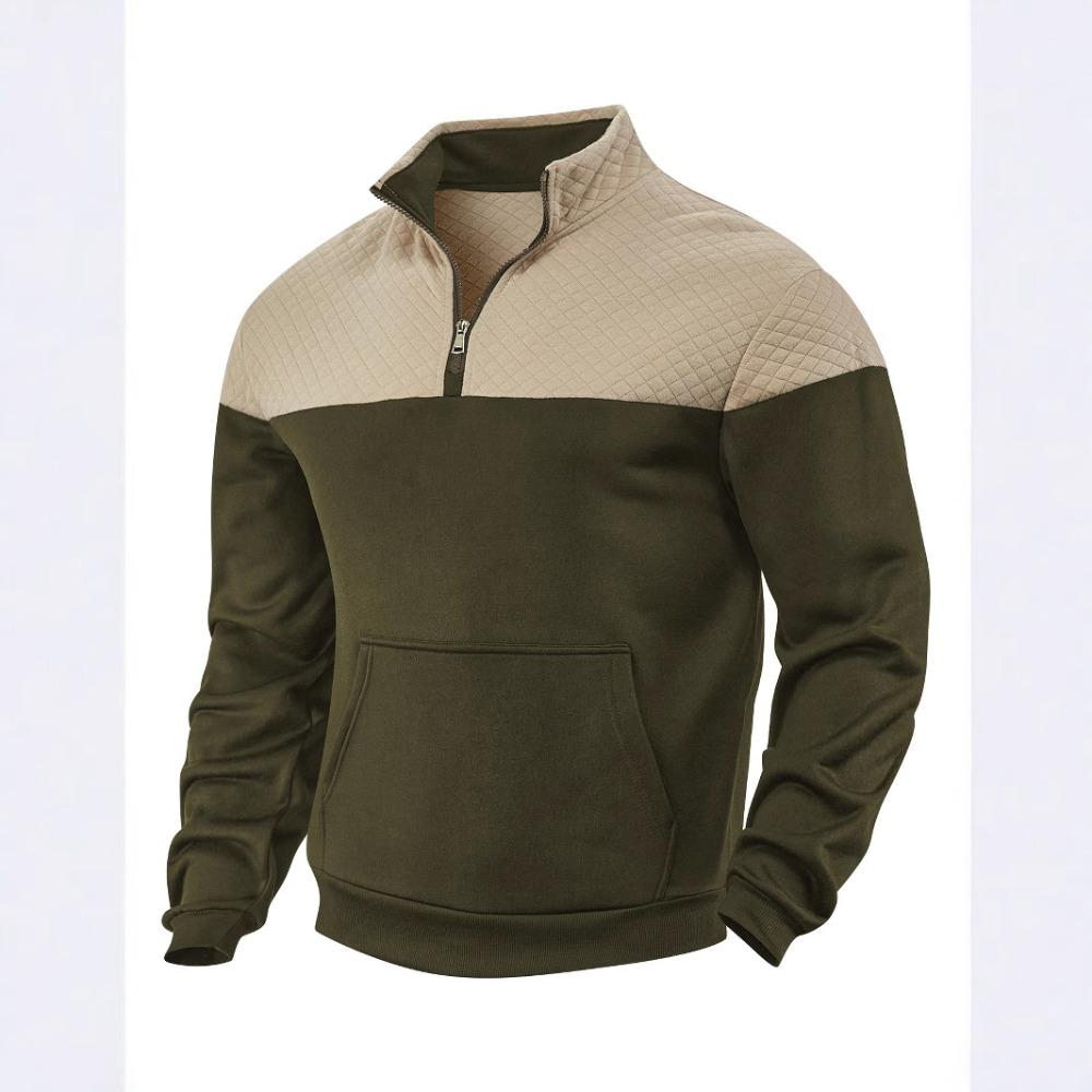 Herren Colour-Blocked Half-Zip Kapuzenpullover Outdoor-Mode Casual Sweatshirt