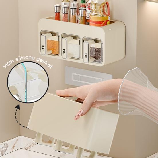 Seasoning Storage Rack Wall Mounted Adjustable Spice Organizer Multi-compartment Spice Container Kitchen