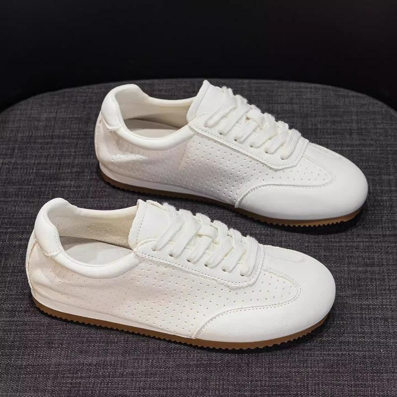 Soft bottom first layer cowhide little white shoes women's summer new thin hollow breathable flat bottom light casual board shoes