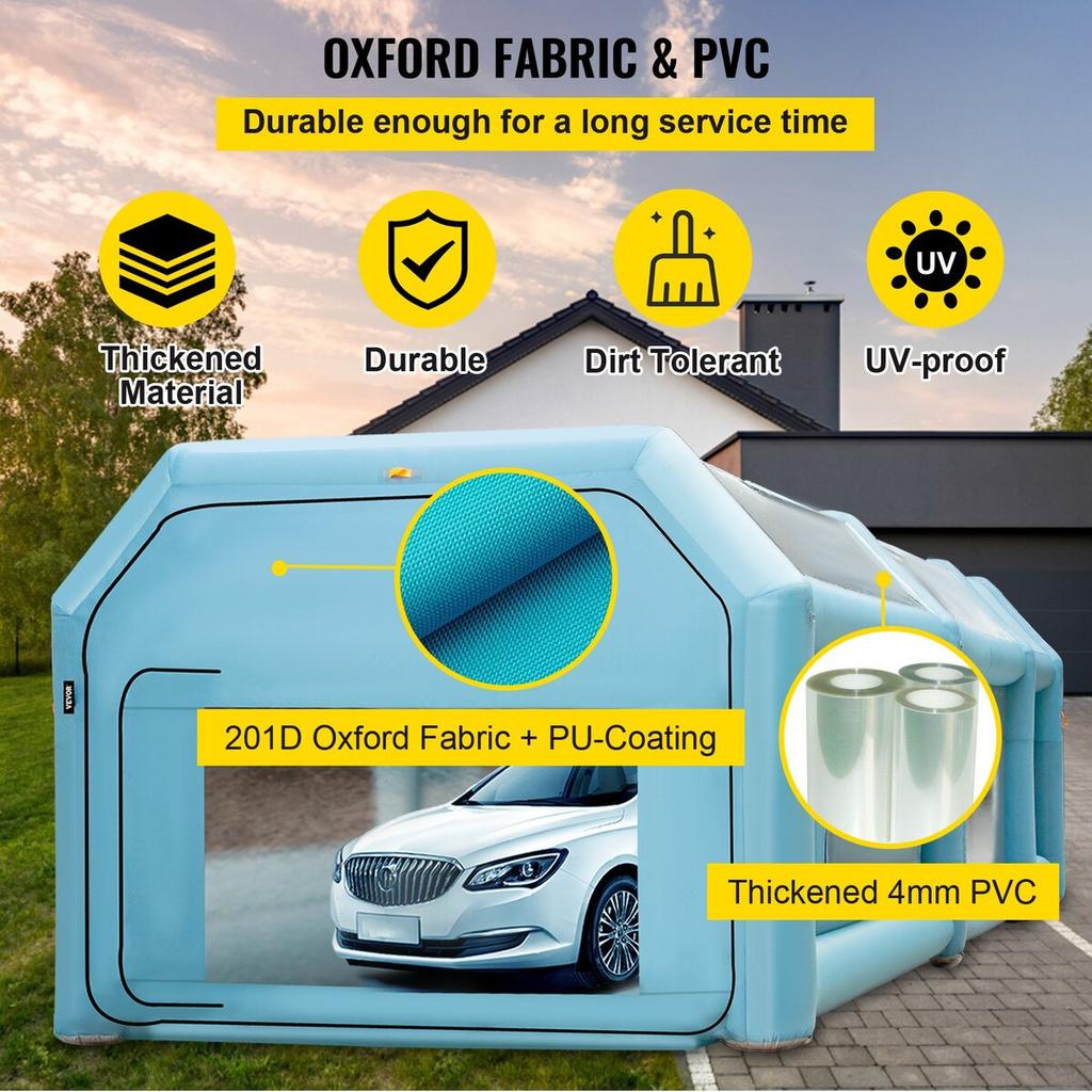Portable Inflatable Paint Booth, 26x15x10ft Inflatable Spray Booth, Car Paint Tent w/ Air Filter System & 2 Blowers, Upgraded Blow Up Spray Booth