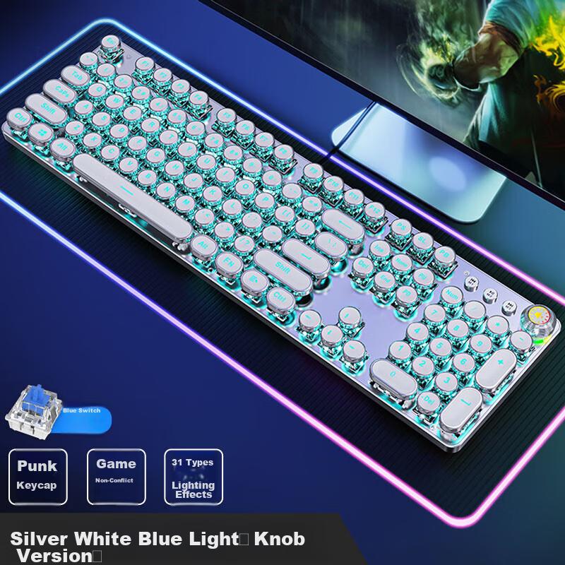 EWEADN TK100 Keyboard And Mouse Set, Office Typing Retro Peripherals, 104 Keys