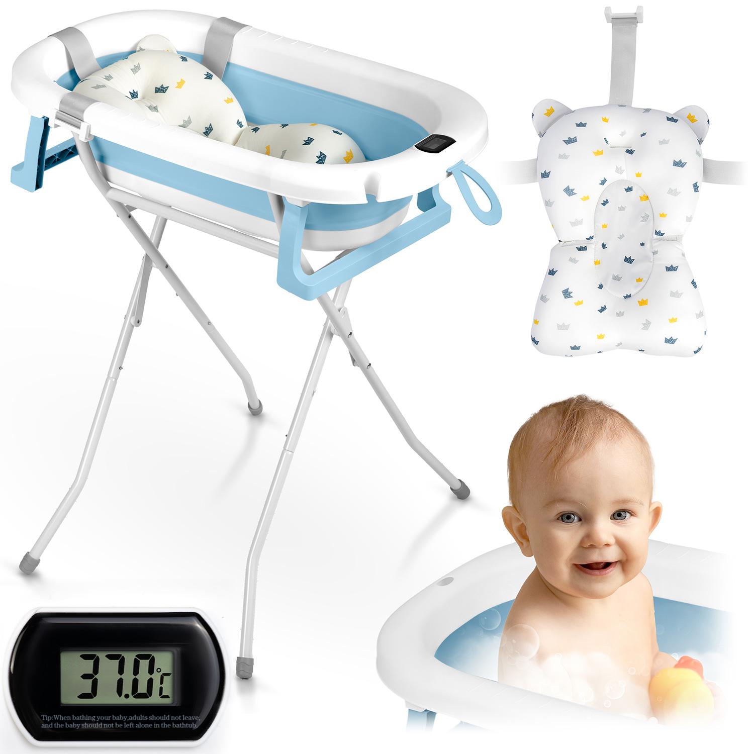 Opvouwbaar Badje Voor Kinderen, Baby's Met Een Frame, Thermometer En Inzetstuk Ricokids Rk-287 Wit En Blauw