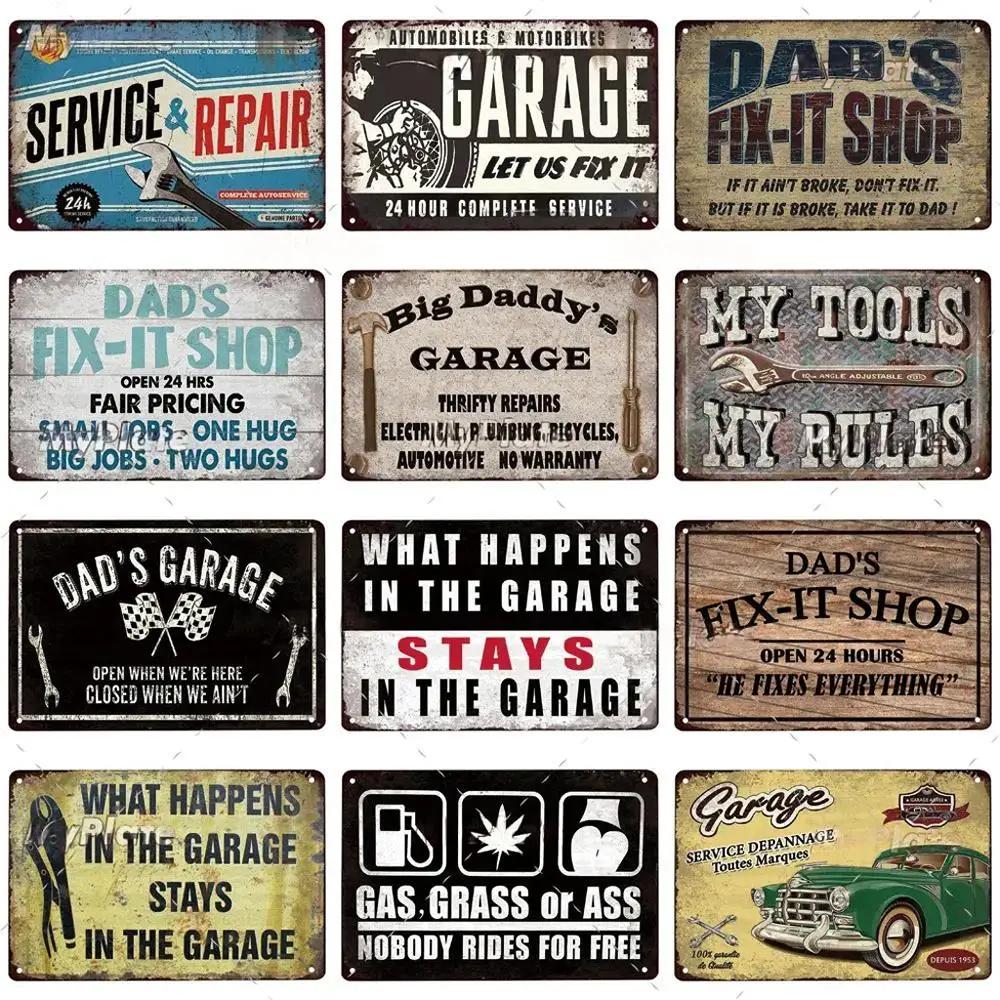 Vintage Dad's Garage Metal Tin Sign Decor Room Decoration Metal Plaque Garage Club Man Cave Bar Sign Poster Home Wall Decor