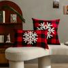Christmas Red and Black Plaid Embroidered Pillow Cushion Cushion Cover Christmas Style Bedroom Living Room Pillow Without Core