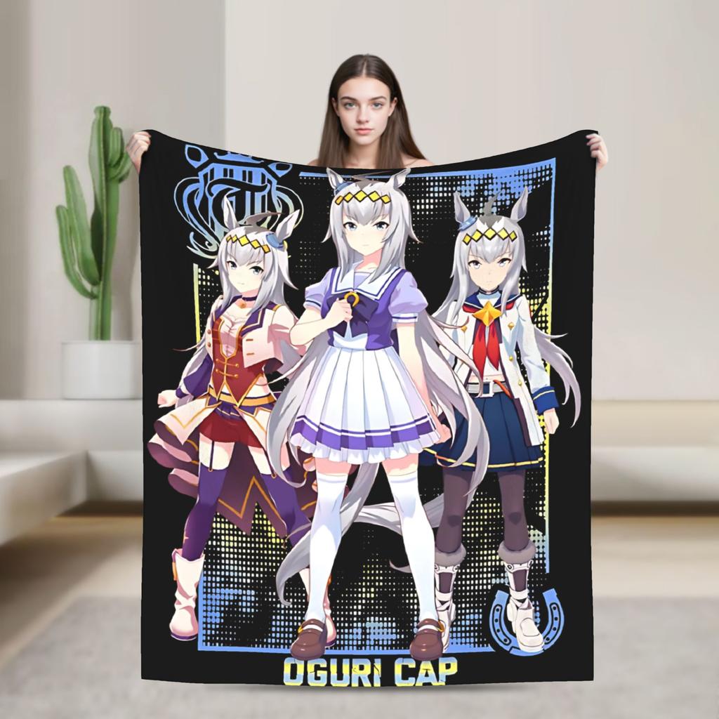 Uma Musume Cinderella Gray - Oguri Cap Blanket Cover Flannel Throw Blanket Bedroom Sofa Printed Soft Warm Bedsprea
