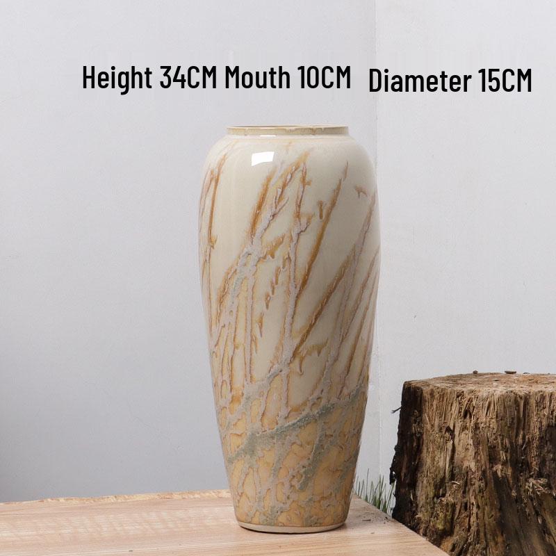 Цзиндэчжэньская керамическая ваза: Кремовый гидропонный орнамент для гостиной, для цветочной композиции и украшения прихожей