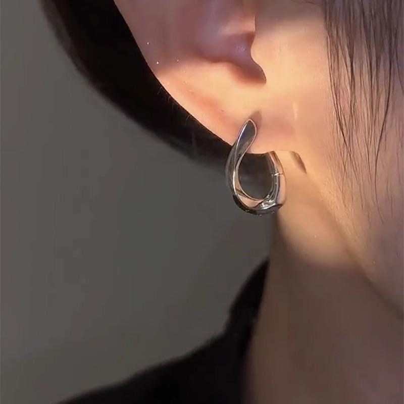Twisted Metal Geometric Earrings, Niche Design Sense, High-grade Cold Wind Silver Needle Earrings, Women's Heavy Industry Ear Buckles