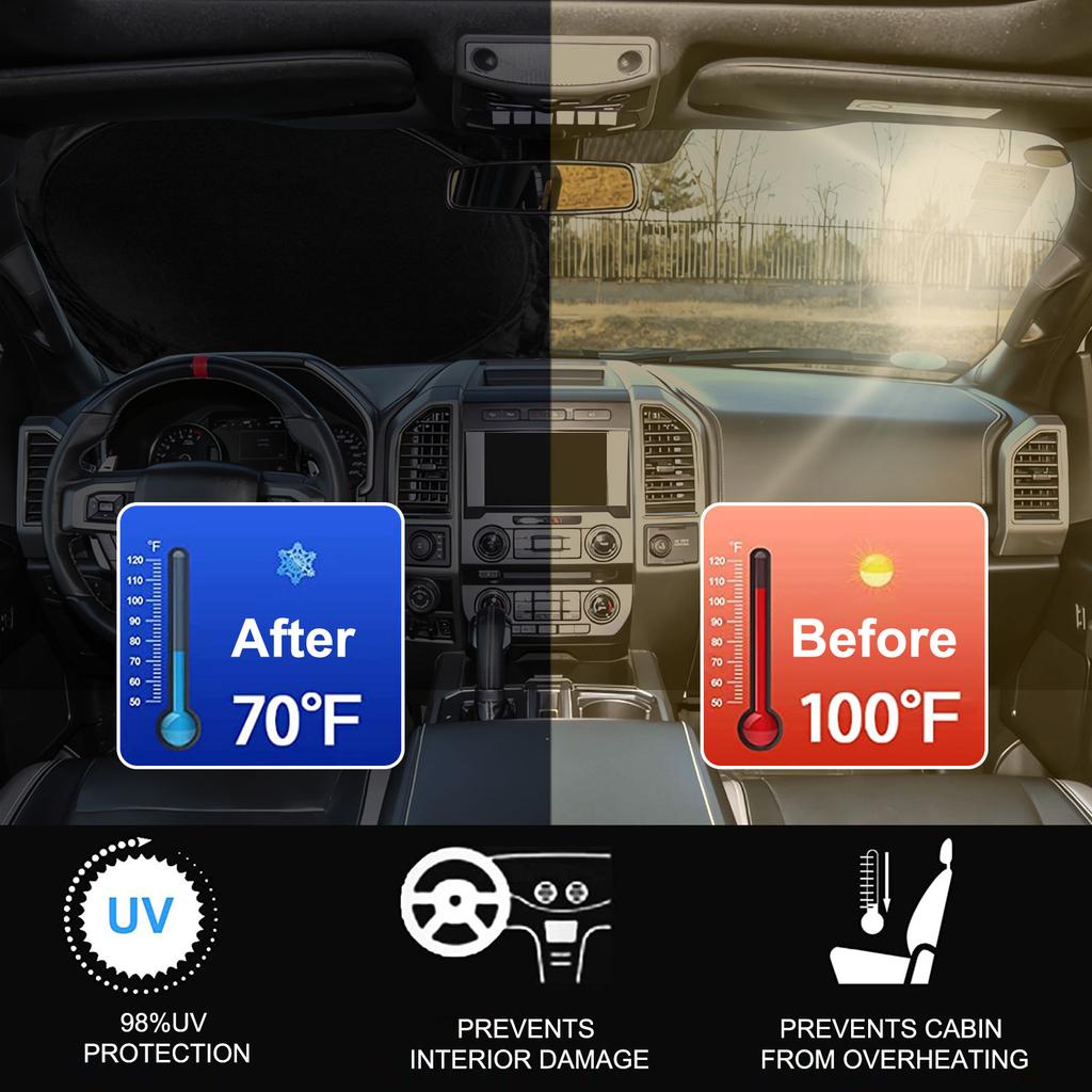 Custom Fit For Ford F150 1998-2014 Truck Windshield Sun Shade Foldable Cover Shield