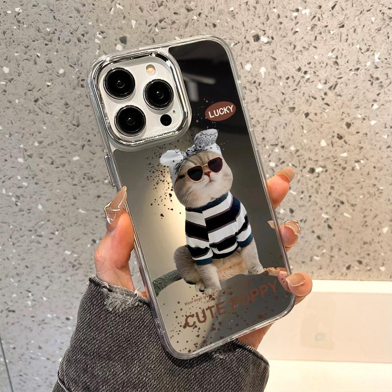 

Чехлы для мобильных телефонов iPhone 11 13 XR 15 Pro Max 12 14 Pro Max Чехол iPhone 16 XS Max Зеркальный защитный чехол Зеркальный Изысканный мультяшный водонепроницаемый iPhone 11 роман серебряный