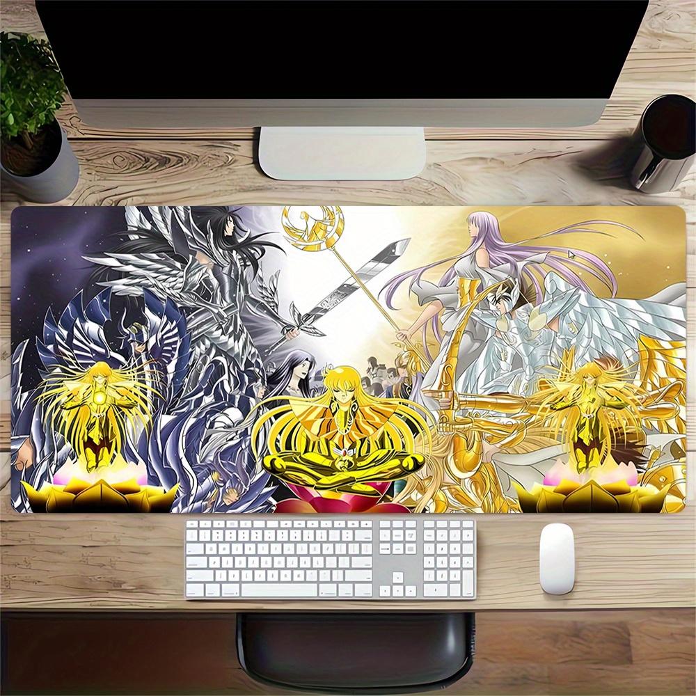 1pc Large Gaming Mouse Pad, UV Reactive Non-Slip Desk Mat, Washable PolyesterSaint, Seiya, KnightsComputer Pad with Vibrant Game Machine Pri