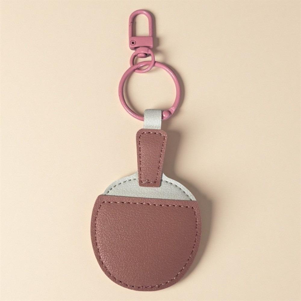 

Cute Table Tennis Bats Keychain Funny PU Leather Keyring Ping-pong Enthusiast рожевий