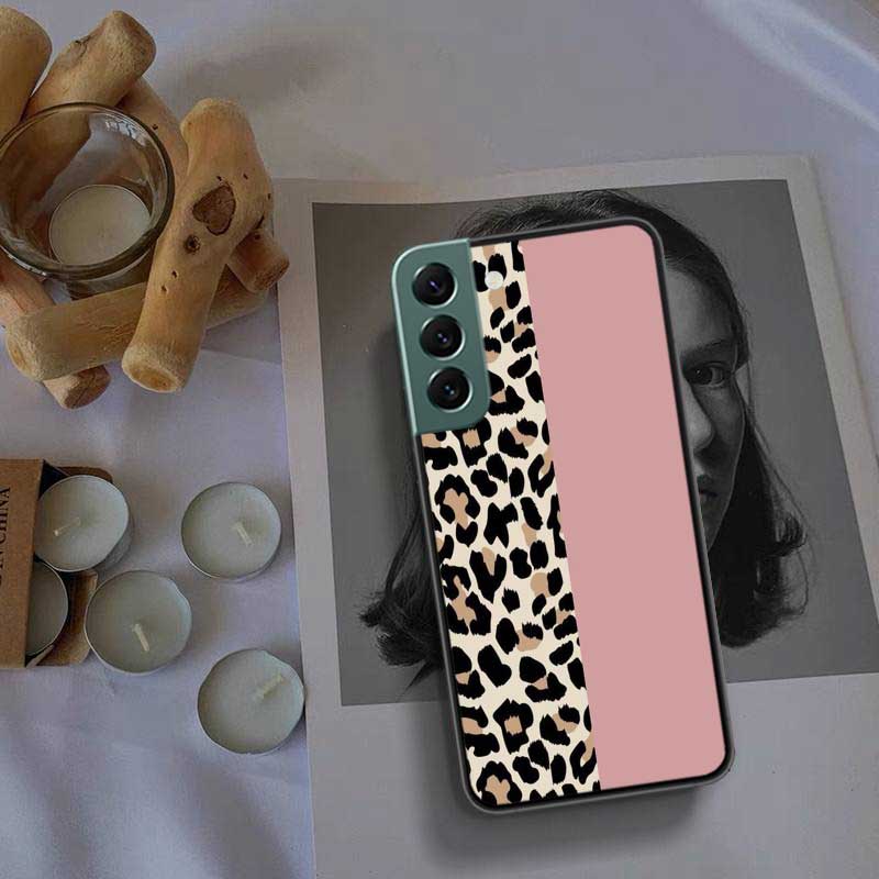 Leopard Print Pink Phone Case For Samsung Galaxy S22 S25 Ultra S21 S10 Plus S26 Edge S20 S23 S24 FE Cover Silicone Soft TPU