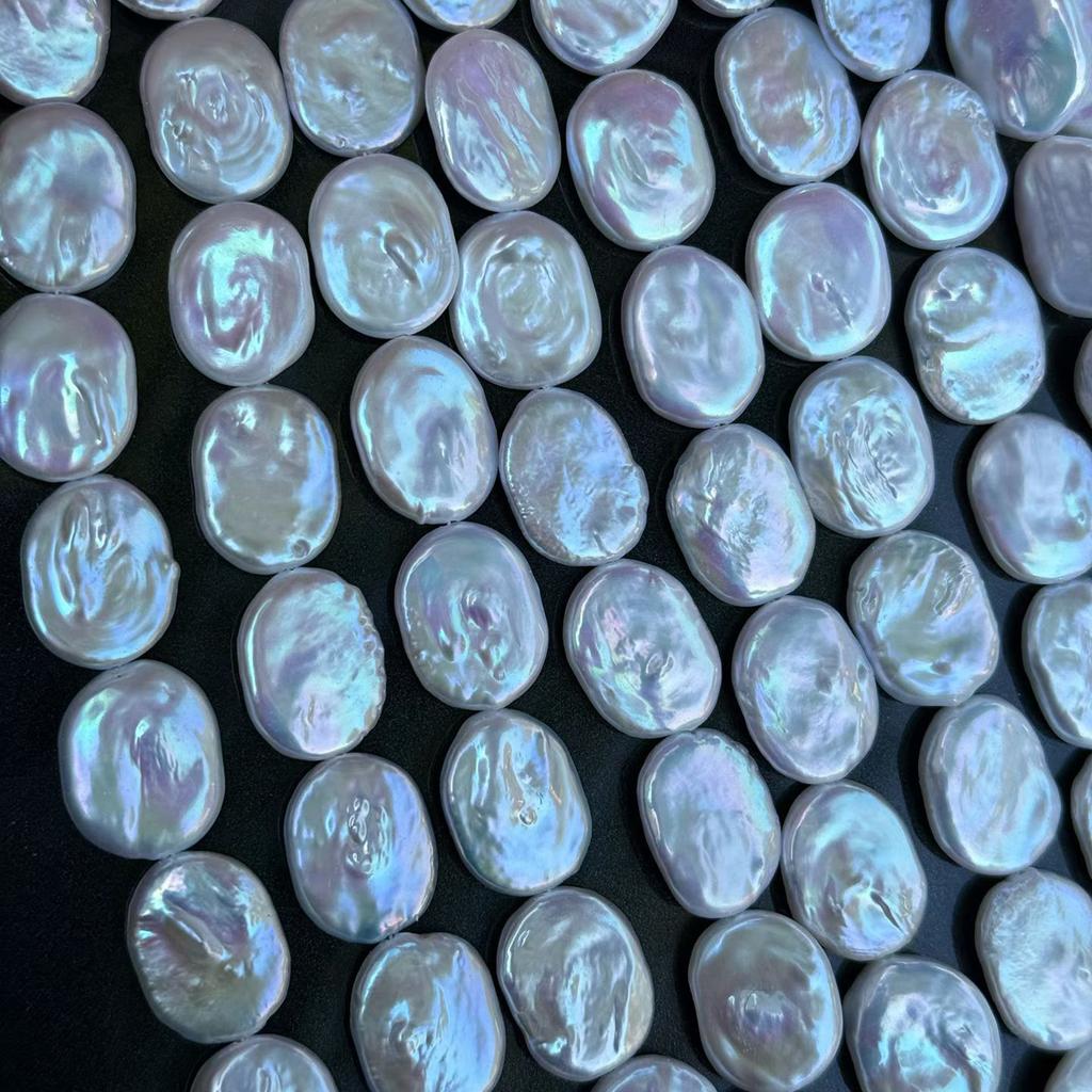 1String, White Natural Freshwater Pearls, Handmade Irregular Ellipse Pearl Beads for Jewelry Making DIY Crafts (Beads 14-16×18-19mm, Length 36cm)