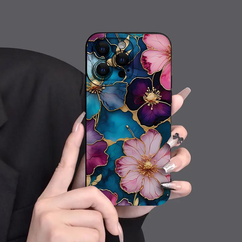 New Creative Fashion Glass Flower Cover Design Mobile Phone Case