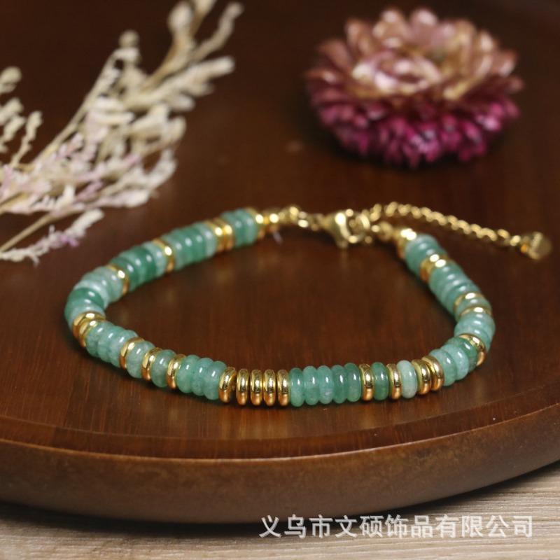 Rainbow Tourmaline Heishi Bead Bracelet – Gold Accent Dainty Boho Jewelry, Joy Energy Gift for Women