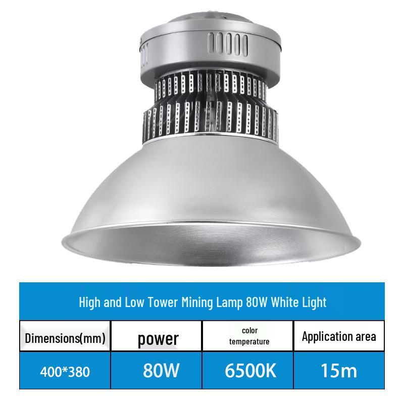 150W High-Power LED Industrial Pendant Light for Workshop, Warehouse, or Stadium, 80W Ceiling Light Option